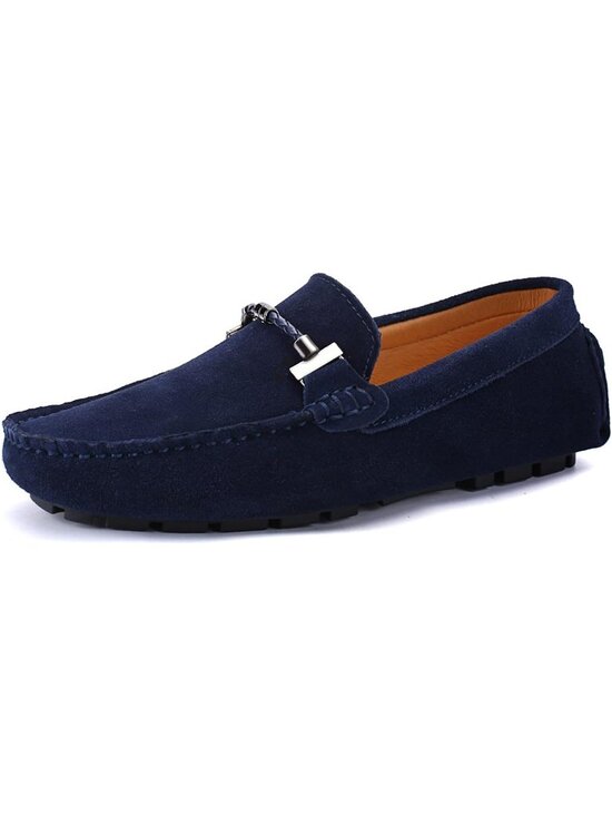 DCZTELG Men\'s Blue Suede Calf Leather Penny Loafer Slip On Party Comfort Shoes main image 4